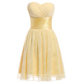 GK bretelles en mousseline de soie sweetheart jaune clair robe de demoiselle d&#39;honneur GK000006